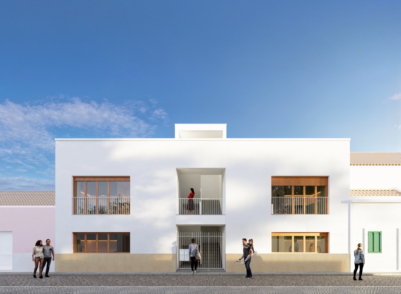 Adelina Duarte 4 — white façade with timber-framed windows and central entrance
