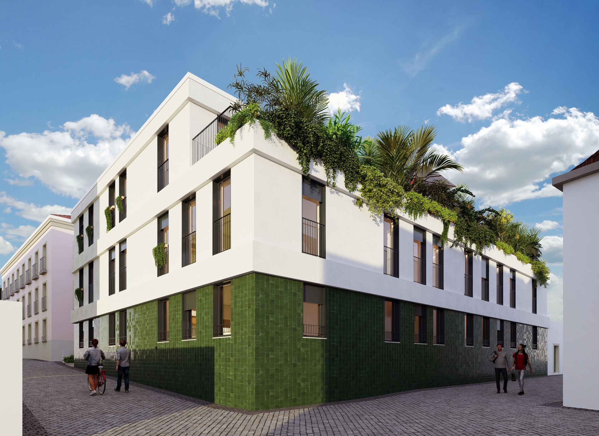 Rua da Creche — new residential building exterior, central Barreiro